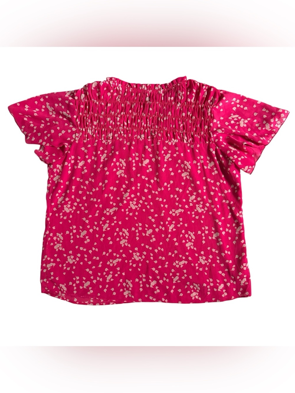 Dokotoo Casual V Neck Floral Print Smocked Blouse Women's 2X Bright Pink Tunic - Picture 2 of 7